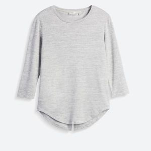 RD Style Keira 3/4 sleeve split back knit top-gray
